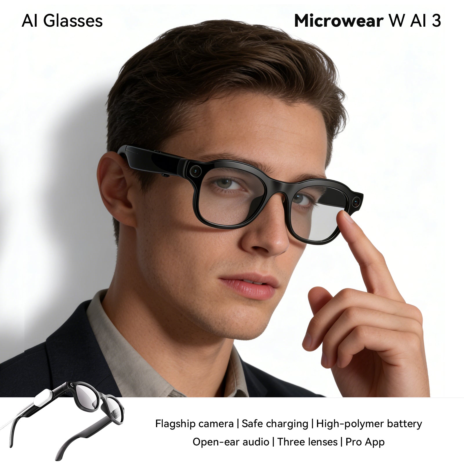 WAI3 Pro 8MP AI Camera Glasses | HD Photo & Video