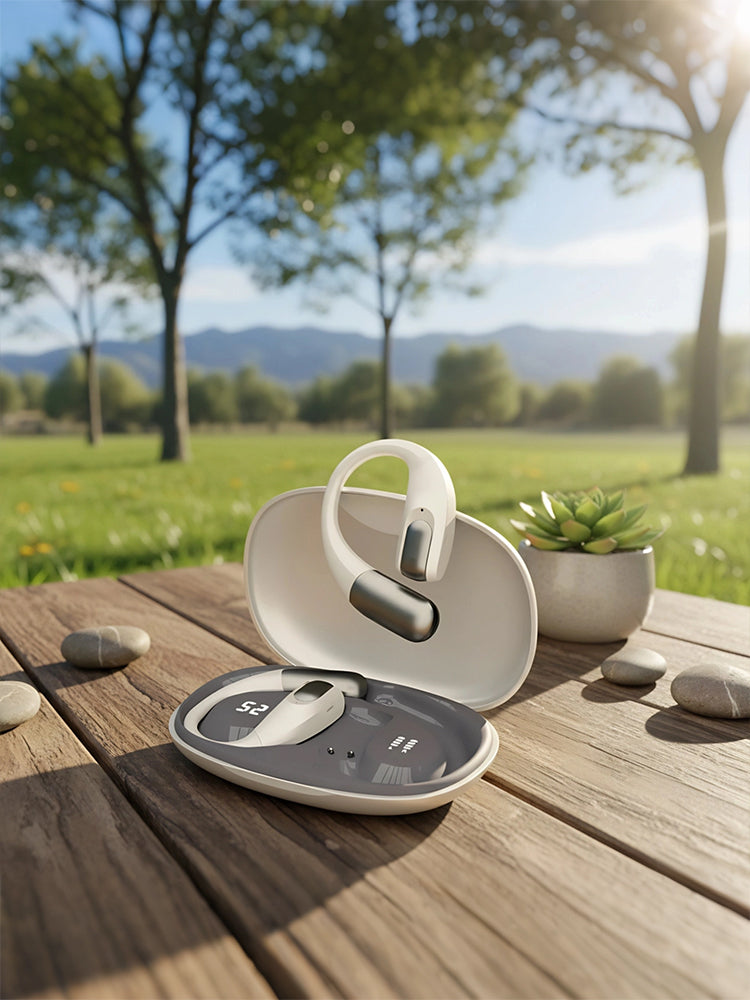 Wireless Earbuds Bluetooth Headphones,Lightweight EarHooks-Style Earbuds,Bluetooth5.4 Wireless Earphones,48H Playtime IPX4 Waterproof Running（beige）