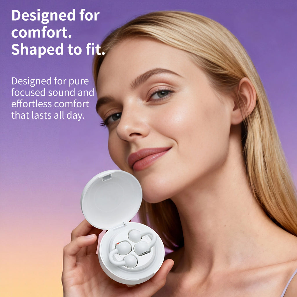Upgraded Open Ear Earbuds Clip-On Earbuds Comfortable fit & Crystal-Clear Sound, 80H Playtime Bluetooth 5.4 Wireless Headphones for Women Ideal for SmallEars,Sports,Workouts