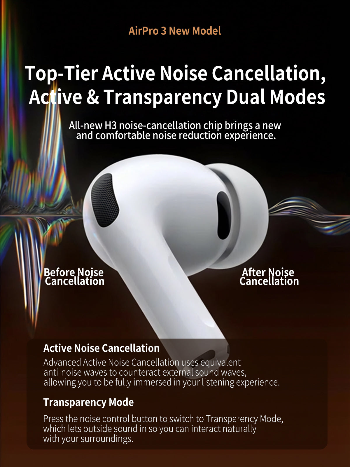 Pro 3 Wireless Earbuds with Noise Cancelling, Heart Rate Monitor & Sport Fit