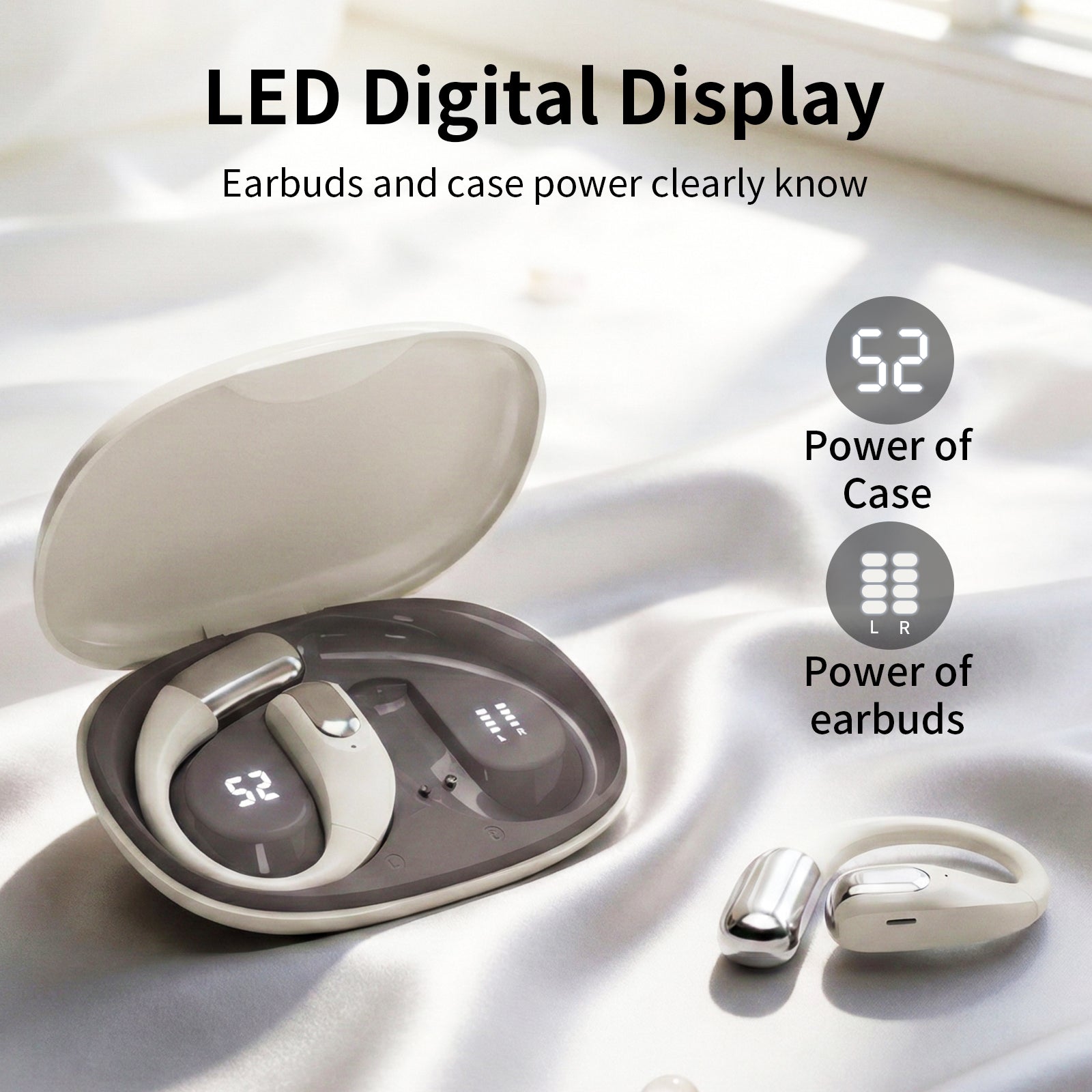 Wireless Earbuds Bluetooth Headphones,Lightweight EarHooks-Style Earbuds,Bluetooth5.4 Wireless Earphones,48H Playtime IPX4 Waterproof Running（white）