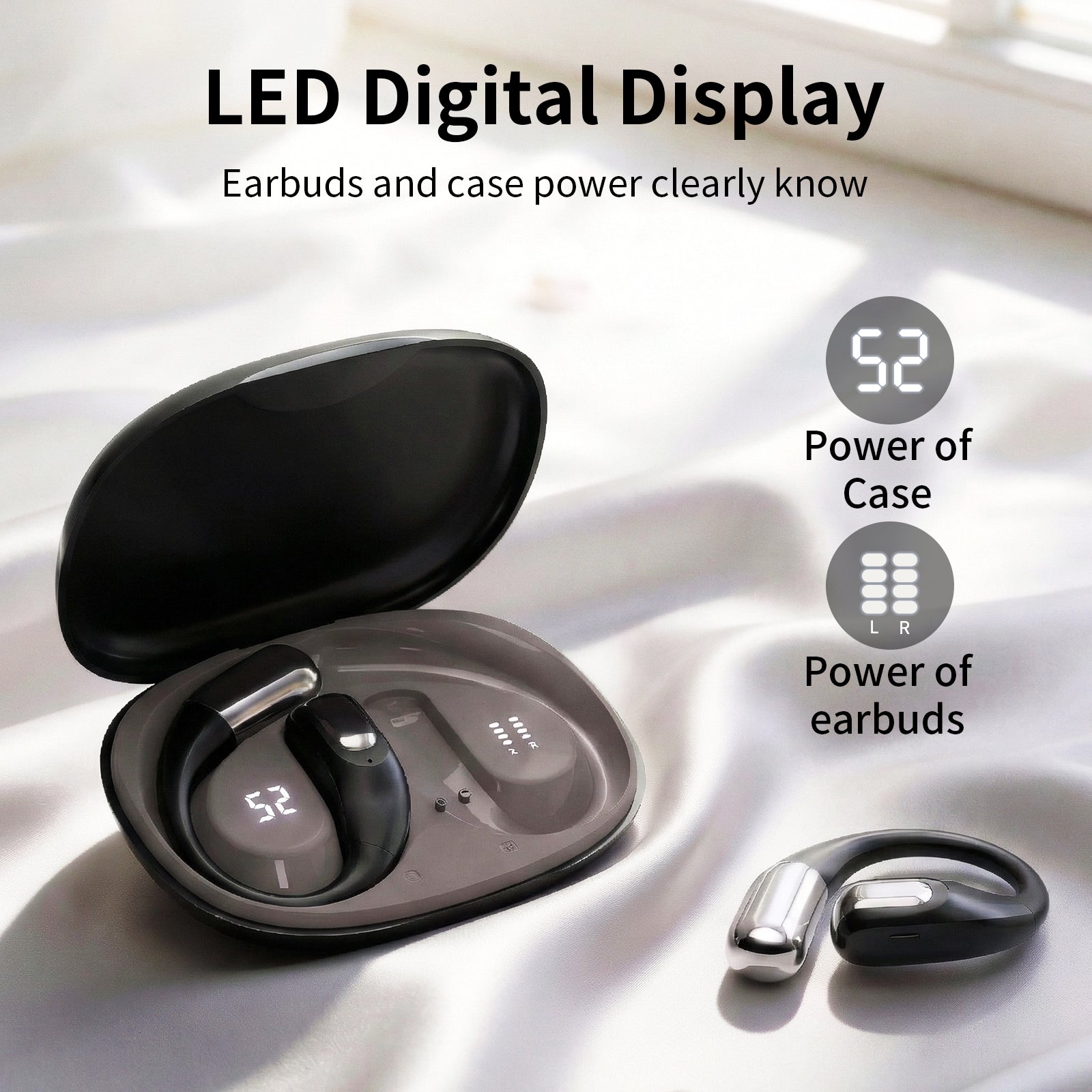 Wireless Earbuds Bluetooth Headphones,Lightweight EarHooks-Style Earbuds,Bluetooth5.4 Wireless Earphones,48H Playtime, IPX4 Waterproof Running Headpho
