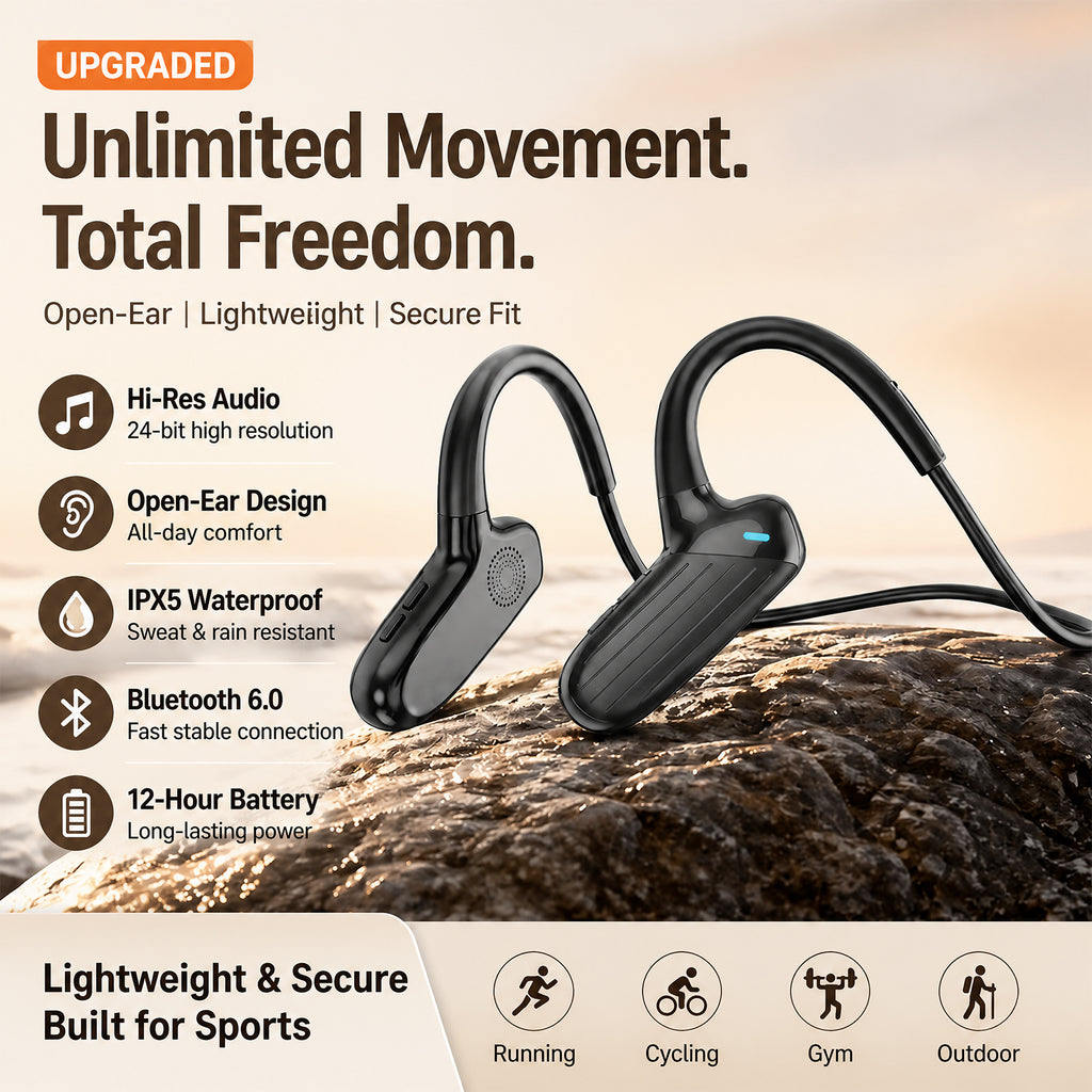 T03 Open Ear Sports Bluetooth Headphones with AI Noise Cancelling Mic