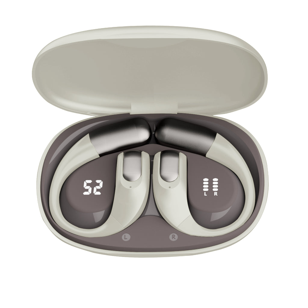 Wireless Earbuds Bluetooth Headphones,Lightweight EarHooks-Style Earbuds,Bluetooth5.4 Wireless Earphones,48H Playtime IPX4 Waterproof Running（beige）