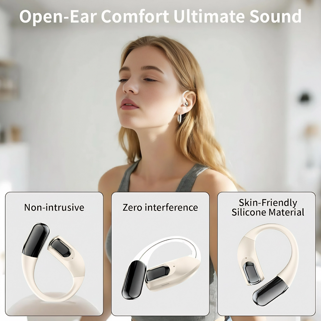 Wireless Earbuds Bluetooth Headphones,Lightweight EarHooks-Style Earbuds,Bluetooth5.4 Wireless Earphones,48H Playtime IPX4 Waterproof Running（beige）