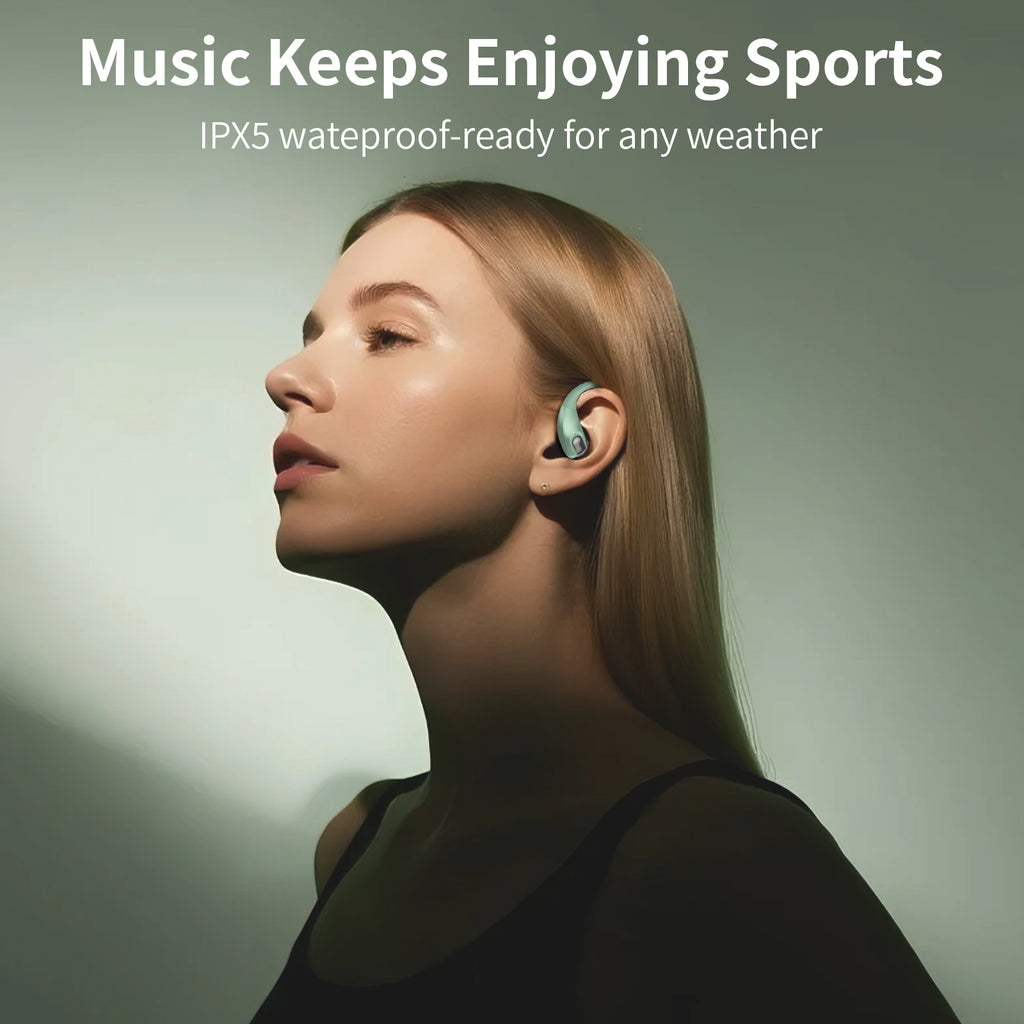 Wireless Earbuds Bluetooth Headphones,Lightweight EarHooks-Style Earbuds,Bluetooth5.4 Wireless Earphones,48H Playtime IPX4 Waterproof Running（green）