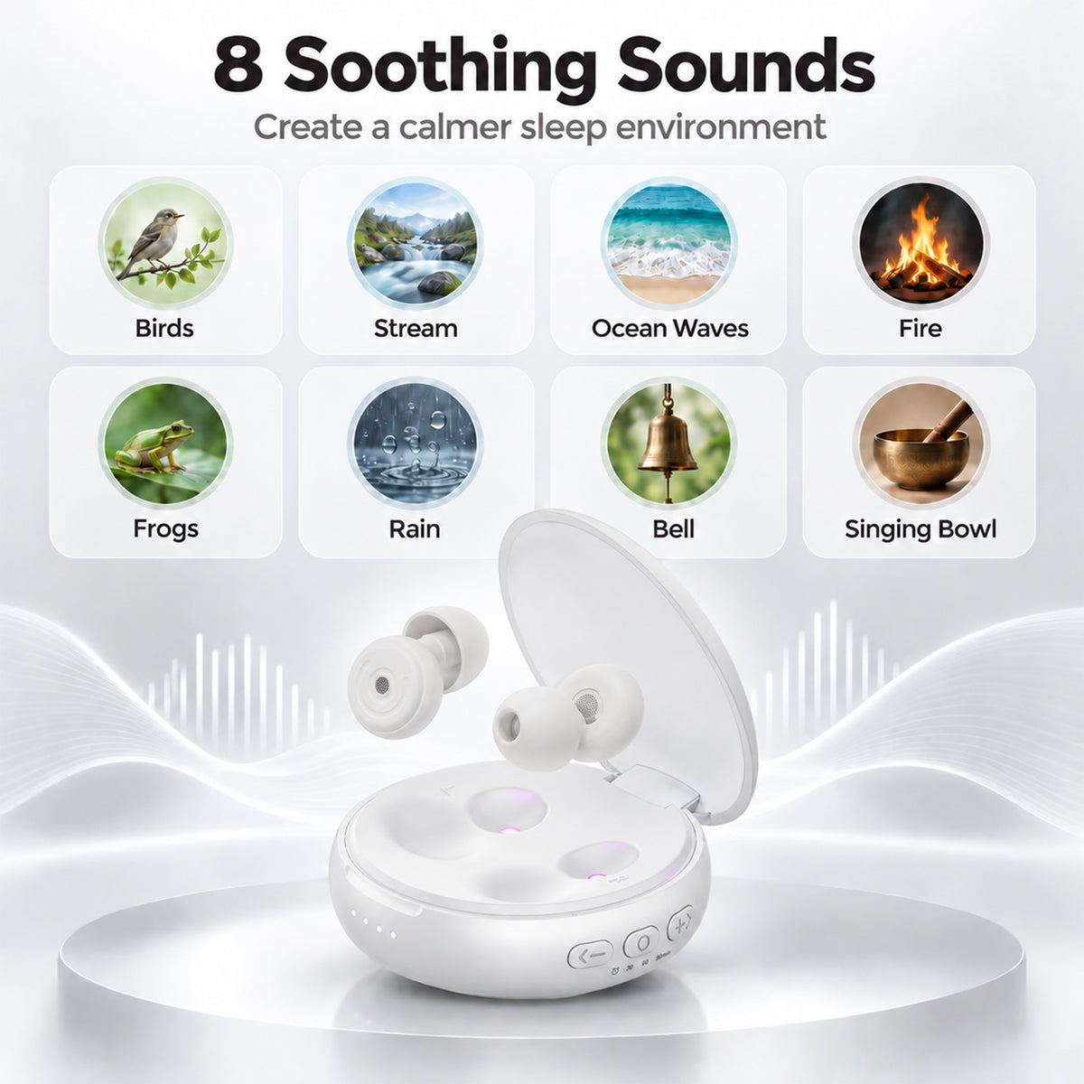 GAGAAL Portable White Noise Machine & Adjustable Ear Plugs for Sleeping