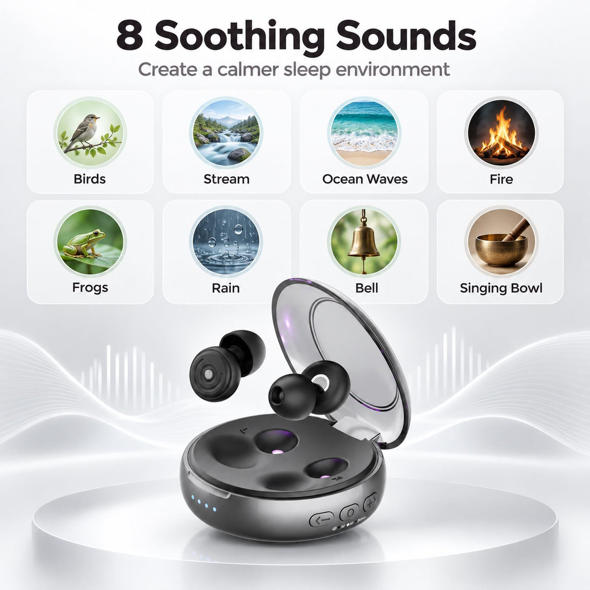 GAGAAL Portable White Noise Machine & Adjustable Ear Plugs for Sleeping