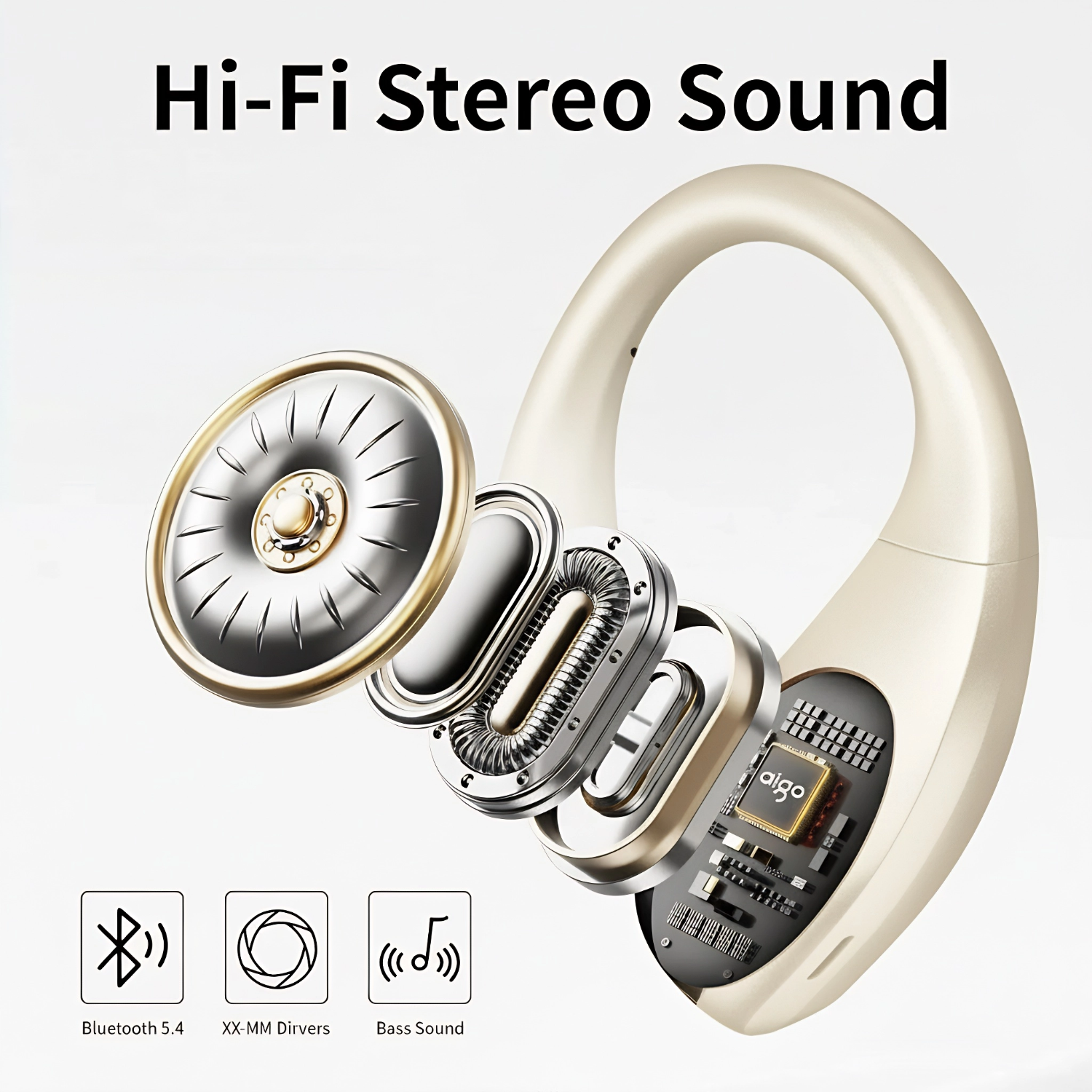 Lightweight Ear Hook Bluetooth Earbuds with 48H Playtime, IPX4 Sport Waterproof