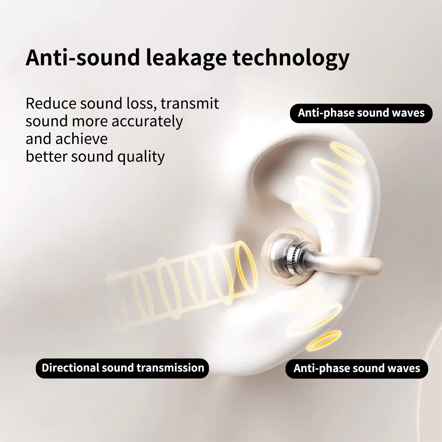 Clip-On Open Ear Earbuds in Champagne Gold, 80H Playtime & Lightweight Design