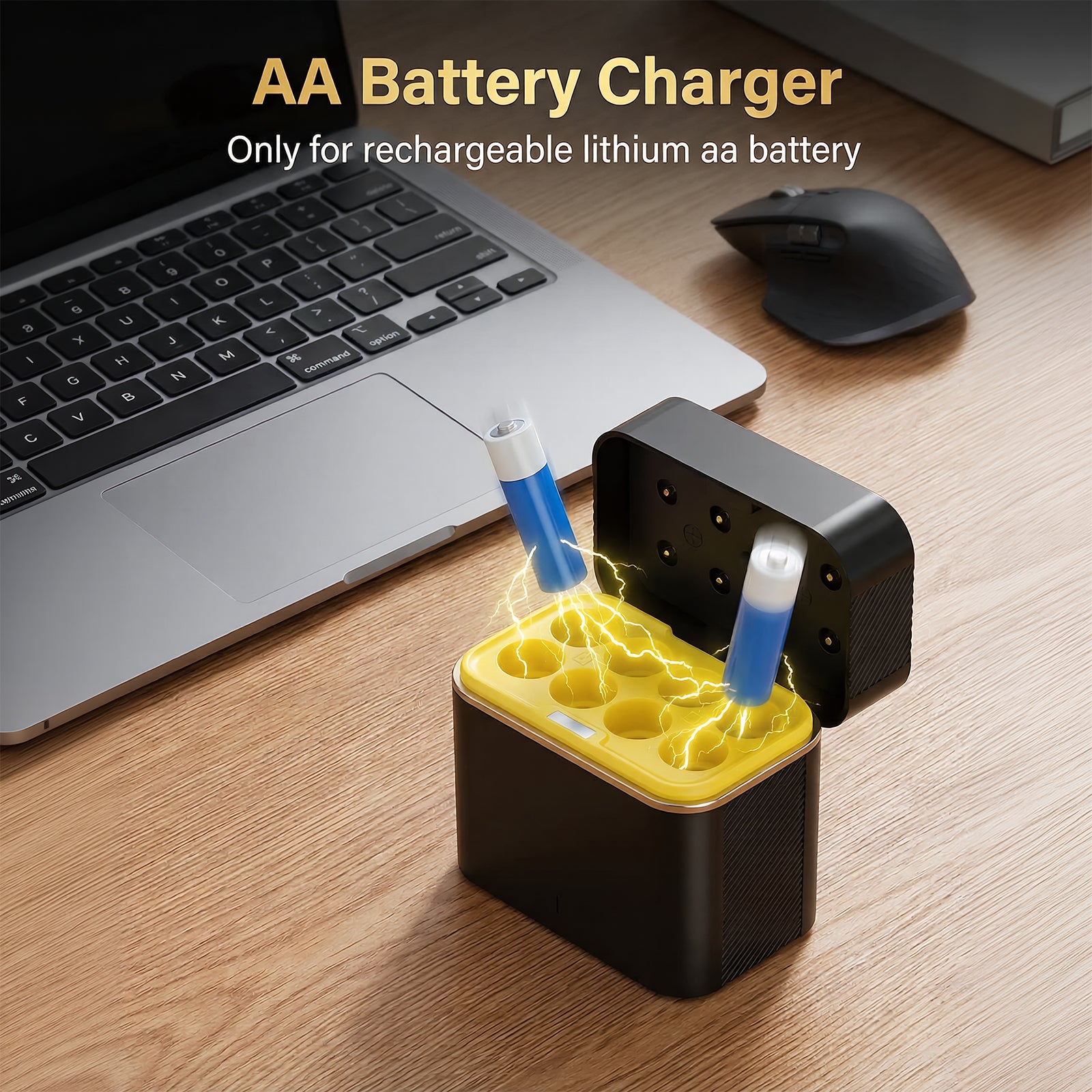 Rechargeable AA Battery Charger,8 Pack AA Lithium Batteries for Blink Camera,15W Fast Charging 1.5V Constant Output 3700mWh High Capacity (Batteries are Not Included).
