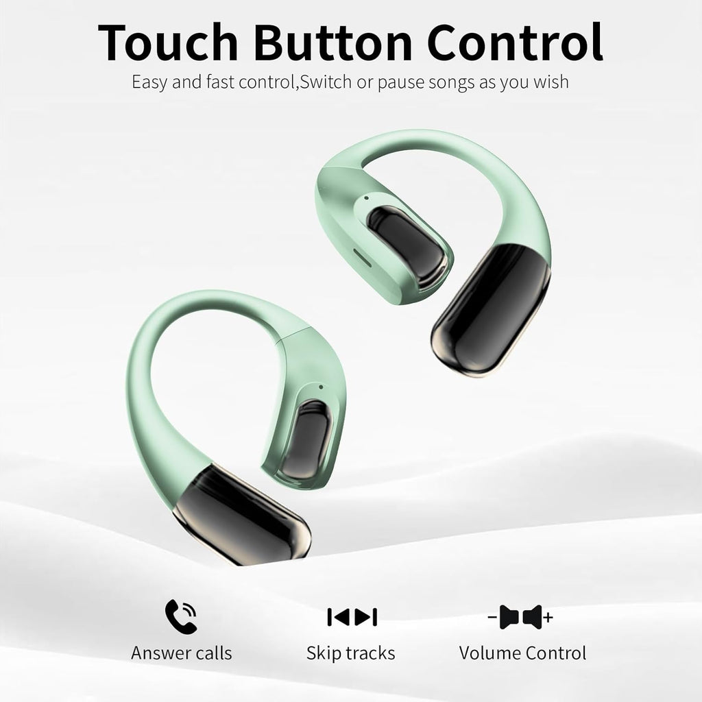 Wireless Earbuds Bluetooth Headphones,Lightweight EarHooks-Style Earbuds,Bluetooth5.4 Wireless Earphones,48H Playtime IPX4 Waterproof Running（green）