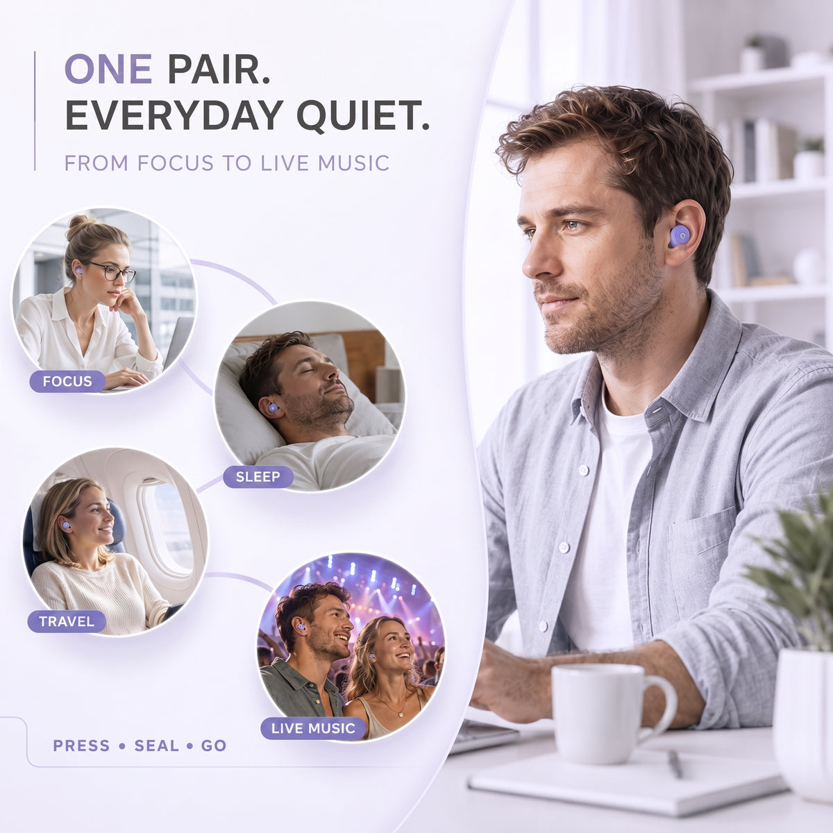 GAGAAL 2026 Adjustable Ear Plugs for Sleeping-2 Modes for Ultimate Control