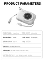 10000mAh Camera-Style Power Bank with Built-in USB-C Cable, 15W Fast Charging