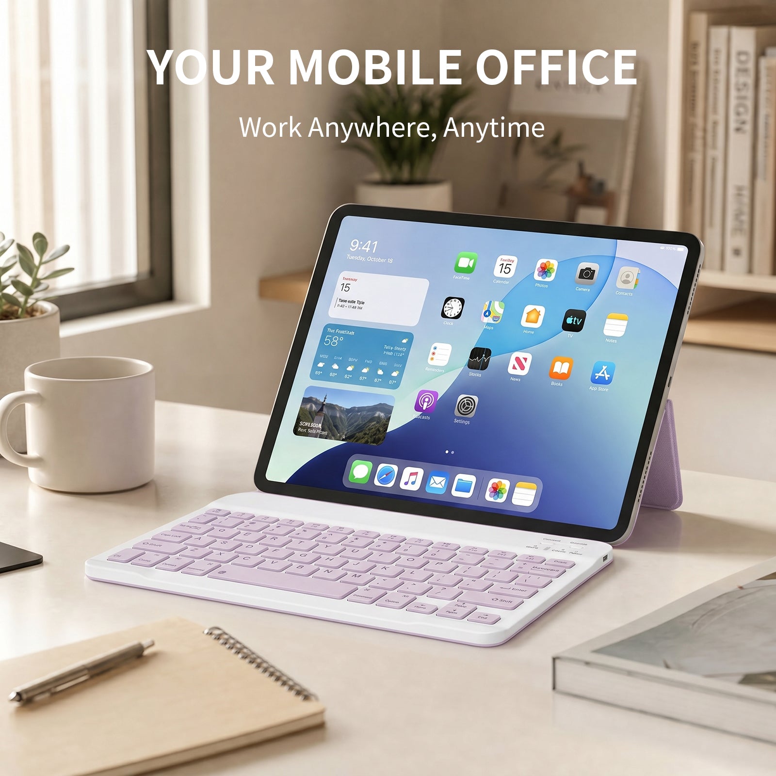 Ultra Slim Bluetooth Keyboard with Built-in Stand for iPad 10th/9th Generation, iPad Air, iPad Pro, iPhone, Android Tablets and Bluetooth Devices – Portable Wireless Keyboard,