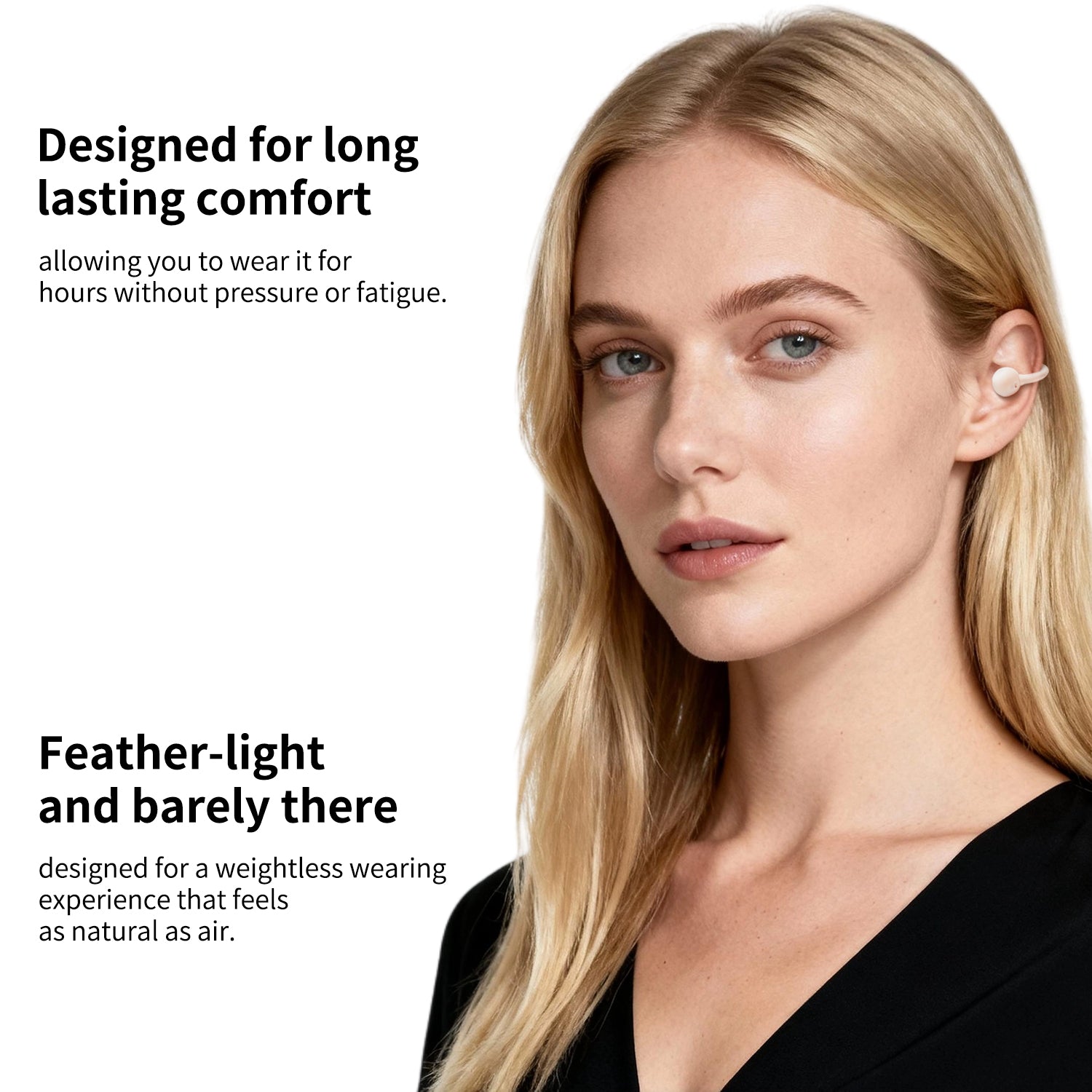 Clip-On Open Ear Earbuds in Champagne Gold, 80H Playtime & Lightweight Design
