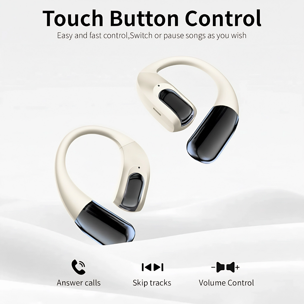 Wireless Earbuds Bluetooth Headphones,Lightweight EarHooks-Style Earbuds,Bluetooth5.4 Wireless Earphones,48H Playtime IPX4 Waterproof Running（beige）