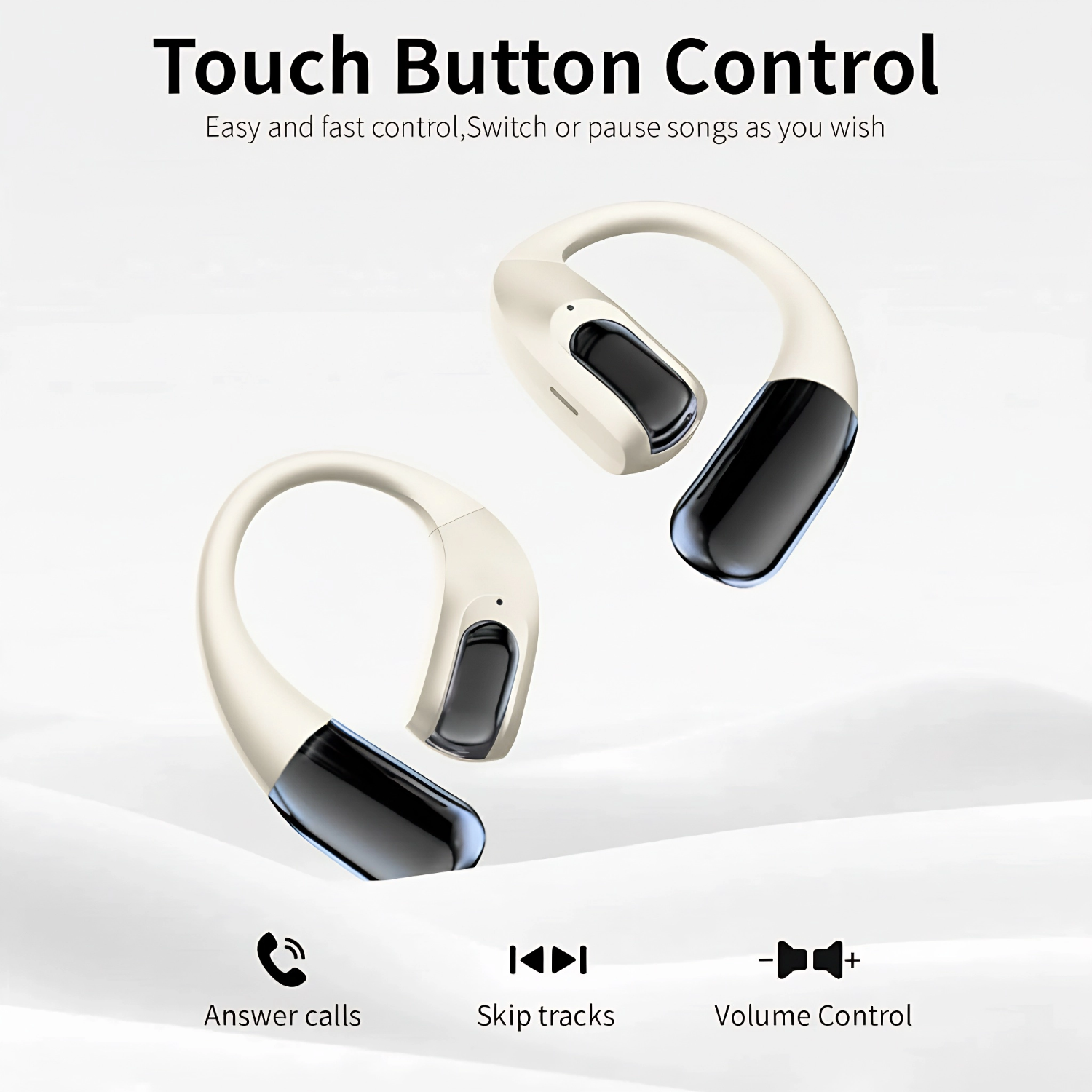 Wireless Earbuds Bluetooth Headphones,Lightweight EarHooks-Style Earbuds,Bluetooth5.4 Wireless Earphones,48H Playtime IPX4 Waterproof Running（beige）